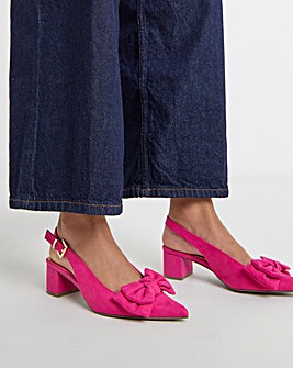 Gianna Low Block Heel Slingback With Bow - Extra Wide Fit (EEE)