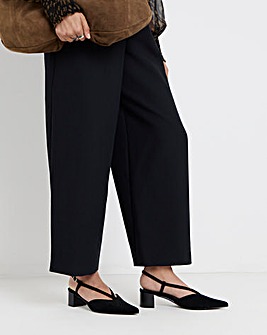 Patty Low Heel Pointed Toe Leather Slingback Shoes - Wide Fit (E)