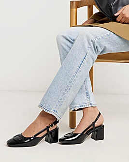Luella Heeled Slingbacks With Buckle Trim - Extra Wide Fit (EEE)