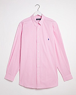 Polo Ralph Lauren Pink/White Long Sleeve Stripe Cotton Poplin Shirt