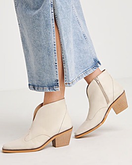 Alma Leather V Cut Western Ankle Boots Wide E Fit