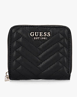 Guess Anning Quilted Black Zip Around Wallet