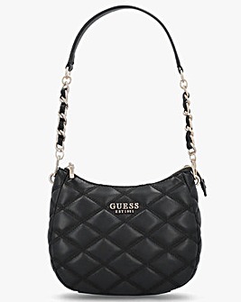 Guess Tamsin Quilted Black Top Zip Shoulder Bag