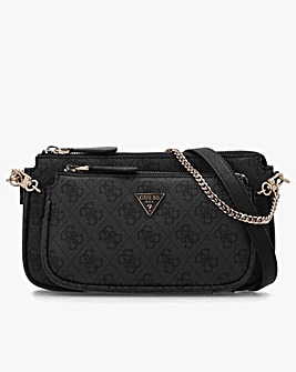 Guess Noelle Double Pouch Coal Logo Cross-Body Bag