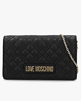 Love Moschino Diamond Quilt Flapover Black Cross-Body Bag
