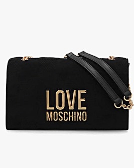 Love Moschino Checkerboard Chain Black Shoulder Bag