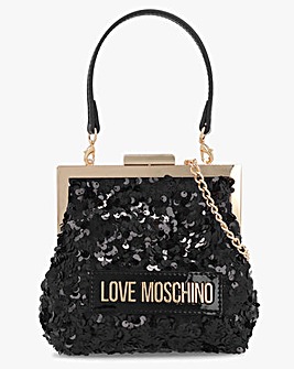 Love Moschino Black Sequin Frame Evening Bag