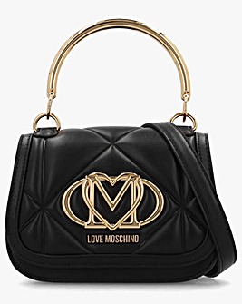 Love Moschino Quilted Black Embossed Top Handle Shoulder Bag