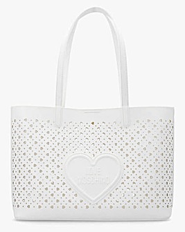 Love Moschino Heart Basket White Tote Bag