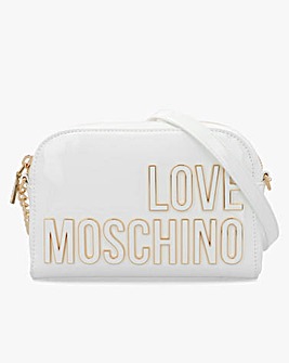 Love Moschino Enameled Logo White Cross-Body Bag