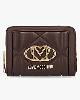 Love Moschino Heart Logo Quilted Pillow  Chocolate Purse