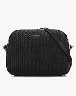 Radley Dukes Place Weave Medium Top Zip Black Leather Cross-Body Bag