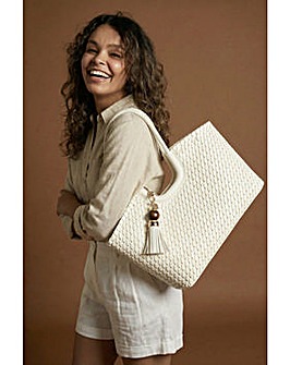 Luella Grey Lillie White Whipstitch Tote