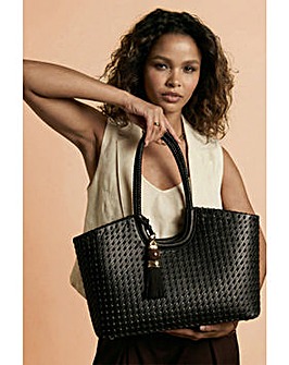 Luella Grey Lillie Black Whipstitch Tote