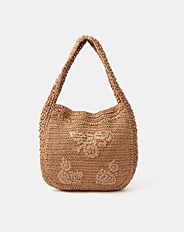 Accessorize Slouchy Raffia Flower Bag