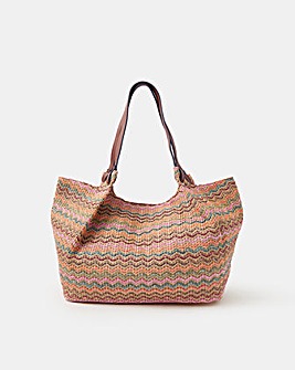 Accessorize Stripe Raffia Tote Bag