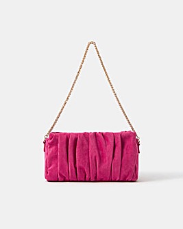 Accessorize Ruched Faux Suede Clutch Bag