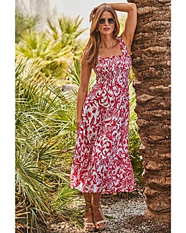 Sosander Paisley Print Tie Shoulder Midi Dress