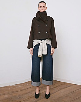 Mango Wide Leg Turned Up Hem Jean