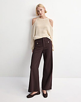 Mango Wide Leg Trouser With Button Detail