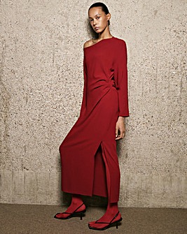 Mango Long Sleeve Boat Neck Dress