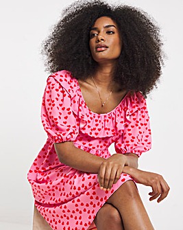 Twisted Wunder Heart Print Mini Dress