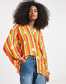 Twisted Wunder Striped Chiffon Shirt