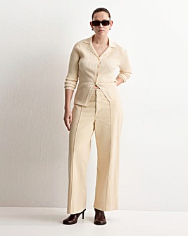 Mango High-Waisted Wide Leg Jeans With Stitching