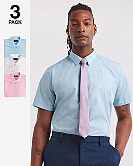 3 Pack Short Sleeved Formal Shirt Long