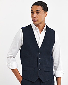 Navy Wool Blend Waistcoat