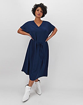 Indigo Blue V Neck Midi Dress