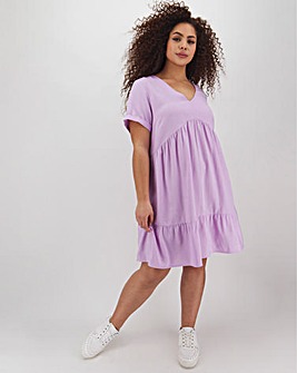 Lilac Linen Smock Dress