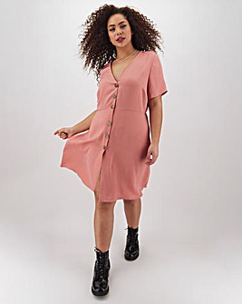 Button Through Linen Skater Dress