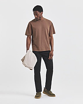 Black Straight Stretch Gabardine Jeans