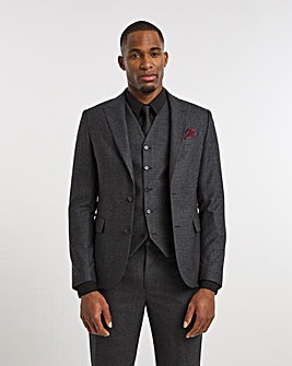 Charcoal Gingham Check Suit Jacket