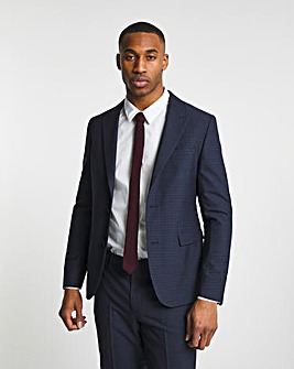 Navy Textured Relaxed Suit Jacket