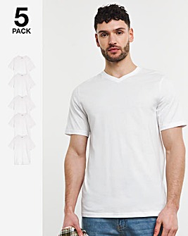 5 Pack Multi V Neck T-Shirts Long