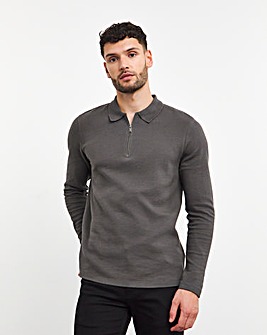 Premium 100% Mercerised Textured Zip Polo