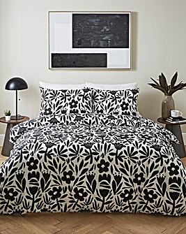 Mono Floral Print Duvet Set