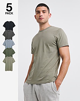 5 Pack Multi Crew T-Shirts Extra Long