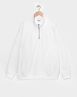 1/4 Zip Relaxed Fit Funnel Neck Sweat