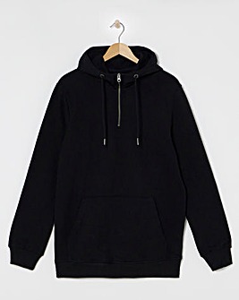 1/4 Zip Hoodie Long- Black