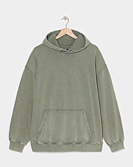 Acid Wash Oversized Hoodie- Khaki