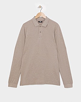 Long Sleeve Marl Pique Polo Long