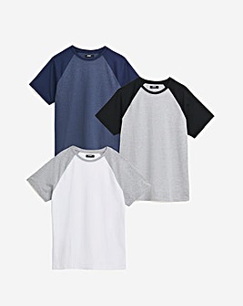 3 Pack Raglan T-Shirts Long Length