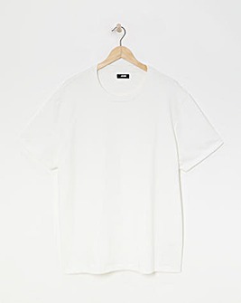Textured Crew Neck T-Shirt- Ecru