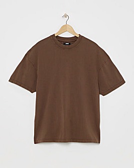 Relaxed Fit Acid Wash T-Shirt- Chestnut