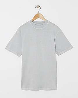 Relaxed Fit Acid Wash T-Shirt- Grey