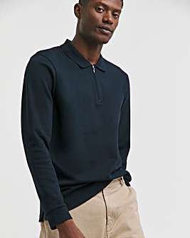 Longsleeve Textured Jersey Polo