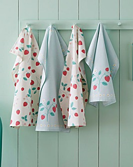 Catherine Lansfield Strawberry Garden Tea Towel Pair